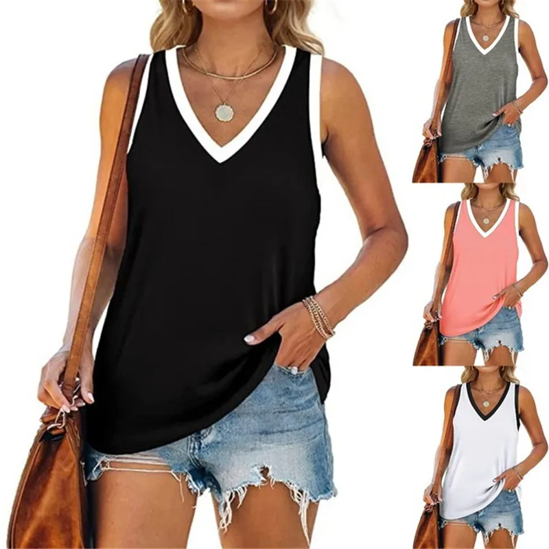 

Женская футболка в полоску Yvlvol, летняя футболка без рукавов с V-образным вырезом, 2021