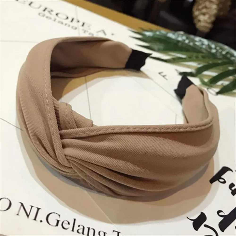 

Fashion Bow Knot Headband Women Hair Head Hoop Solid Color Pleated Handmade Simple Sweet Girls Hair Headband
