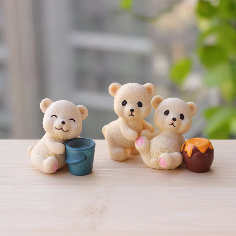 baiufor animals miniatures model honey bear diy terrarium accessories fairy garden figurines doll house decor gift toys free global shipping
