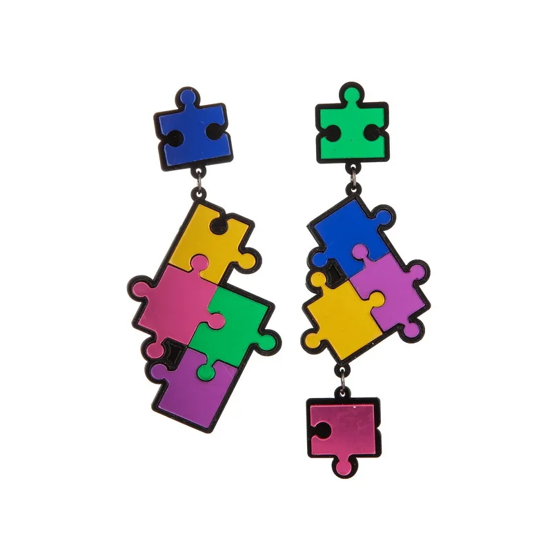 

New Arrival large Exaggeration Candy Color Building Block Earrings Colorful Lovely GeometricToy Earring Funny Party Girl Jewelry