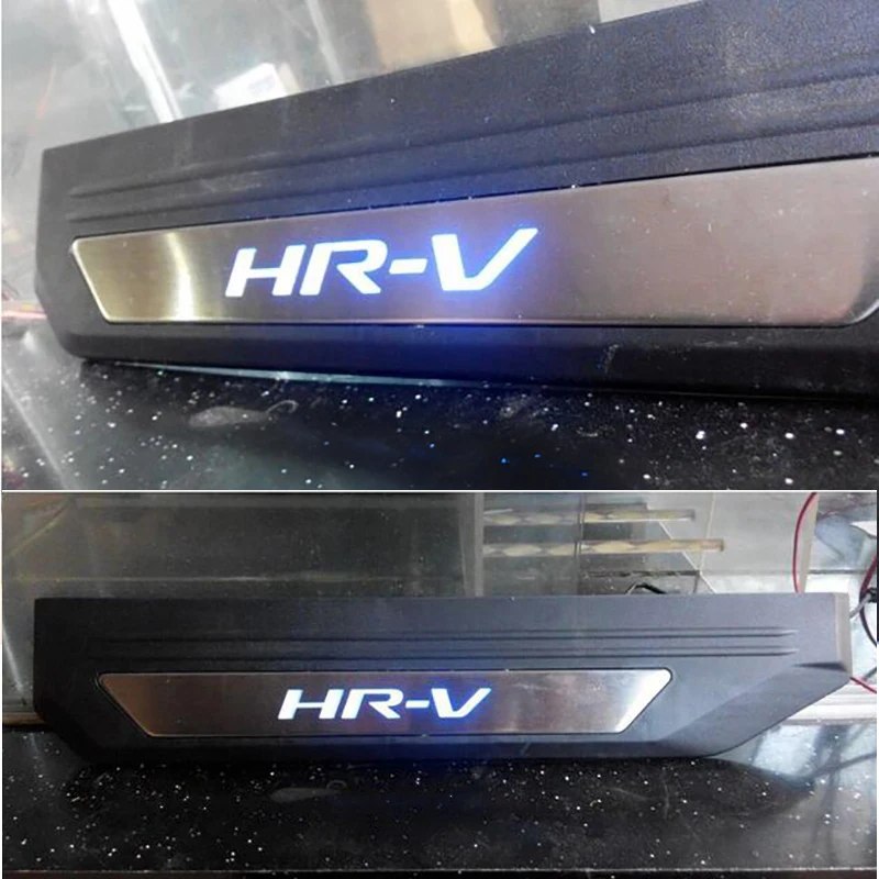 

Auto Part Stainless Steel LED Scuff Plate Door Sill Guards Thresholds Cover Trims 4Pcs Fit For Honda HRV HR-V 2014 2015 2017