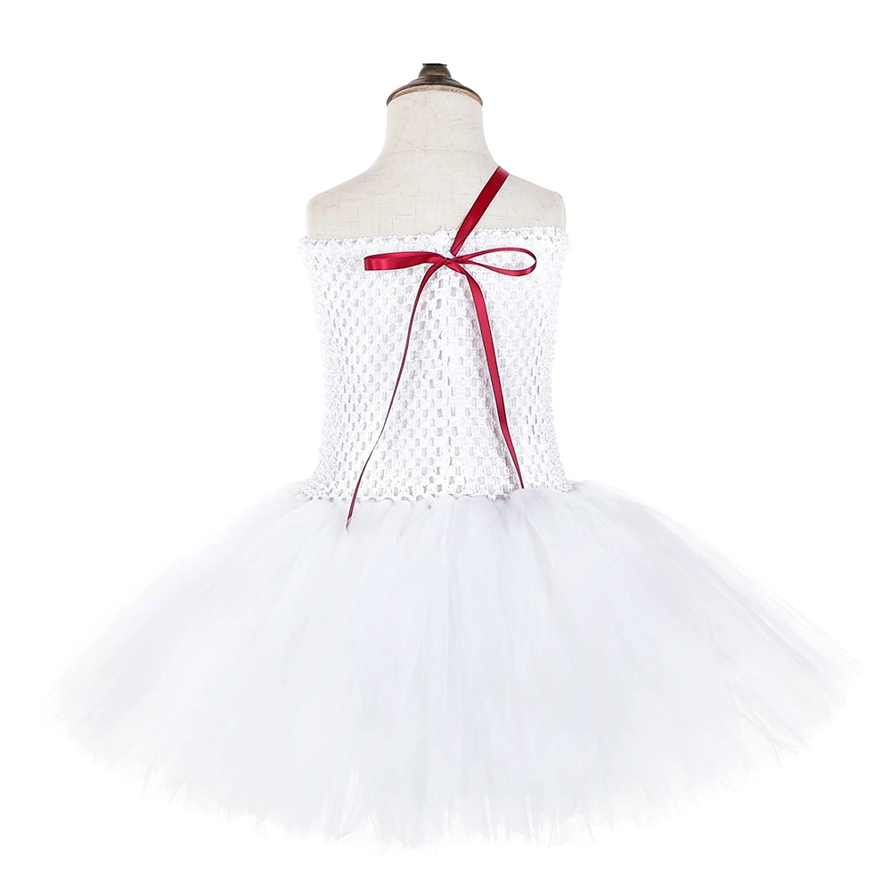 Платье-пачка с изображением снеговика Олафа для девочек Белое фатиновое платье