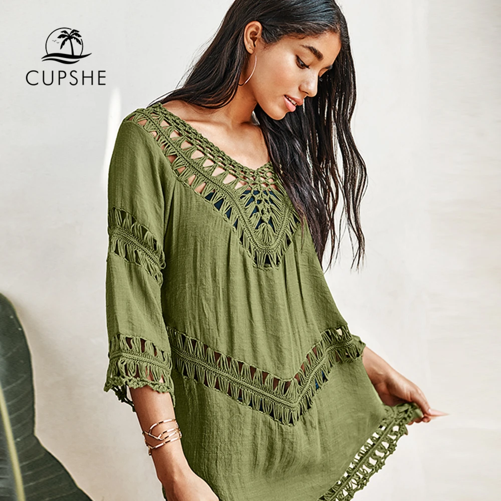 CUPSHE оливковое зеленое бикини с v-образным вырезом сексуальное пляжное