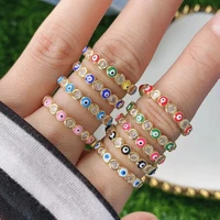 10pcs dainty enamel stacking rings for woman fashion gold color cz pave eye minimalist thin open adjustable charm jewelry ring