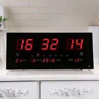 extra big screen led office wall clock 24h calendar time days week year temperature meter projection clocks us