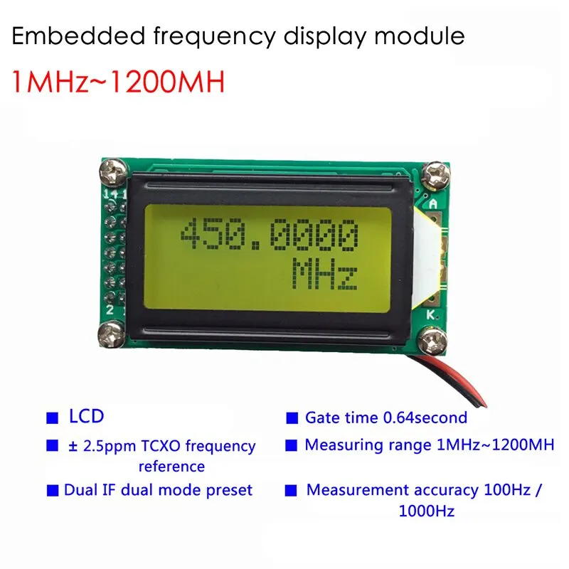 

new DC 9-12V 1MHz-1.2GHz RF Frequency Counter Tester Digital Cymometer PLJ-0802-E LCD0802 Screen For Ham Radio 1-1200mhz DIY Kit