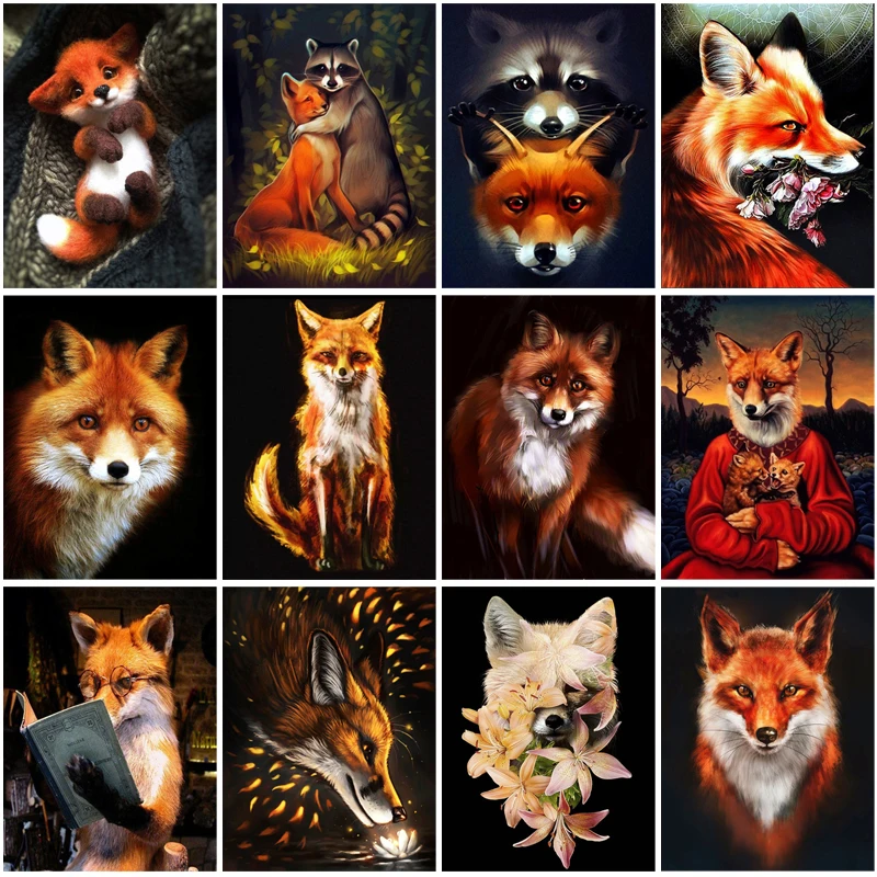 

Diy Full Drill Round Rhinestones Animal Fox Diamant Painting Embroidery Home Decor Handmade Gifts Diamond Painting Kit Hobby