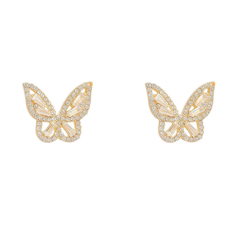 

Aivle Fashion Earrings Jewelry Women's Stud Earrings S925 Silver Needle Hypoallergenic Diamond Crystal Butterfly Stud Earrings