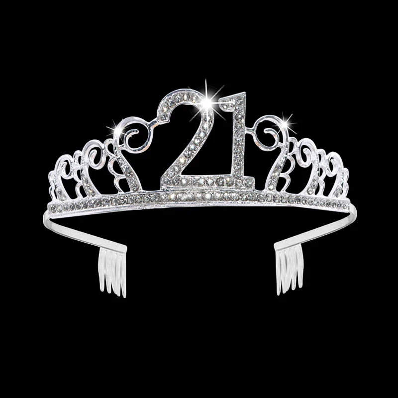 Women Birthday Crown 30th 40th Glitter Crystal Hat For Adult Anniversary Party Prom Diadem Hair Accessories | Дом и сад
