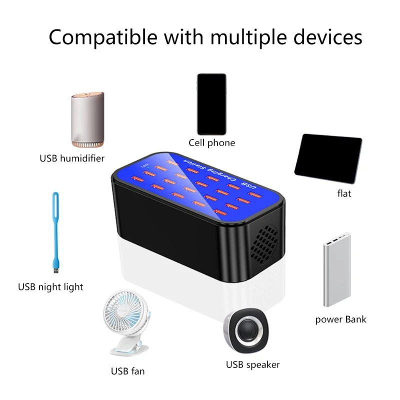 20 многопортовый USB концентратор адаптер настольное настенное зарядное