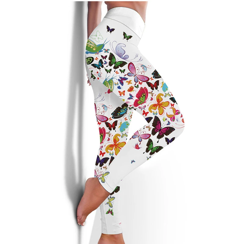 

Colorful Beauty Butterfly Printed Fitness Sports Leggings for Women 2021 New Arrival Training Yoga Running Indoor Gym Trousers