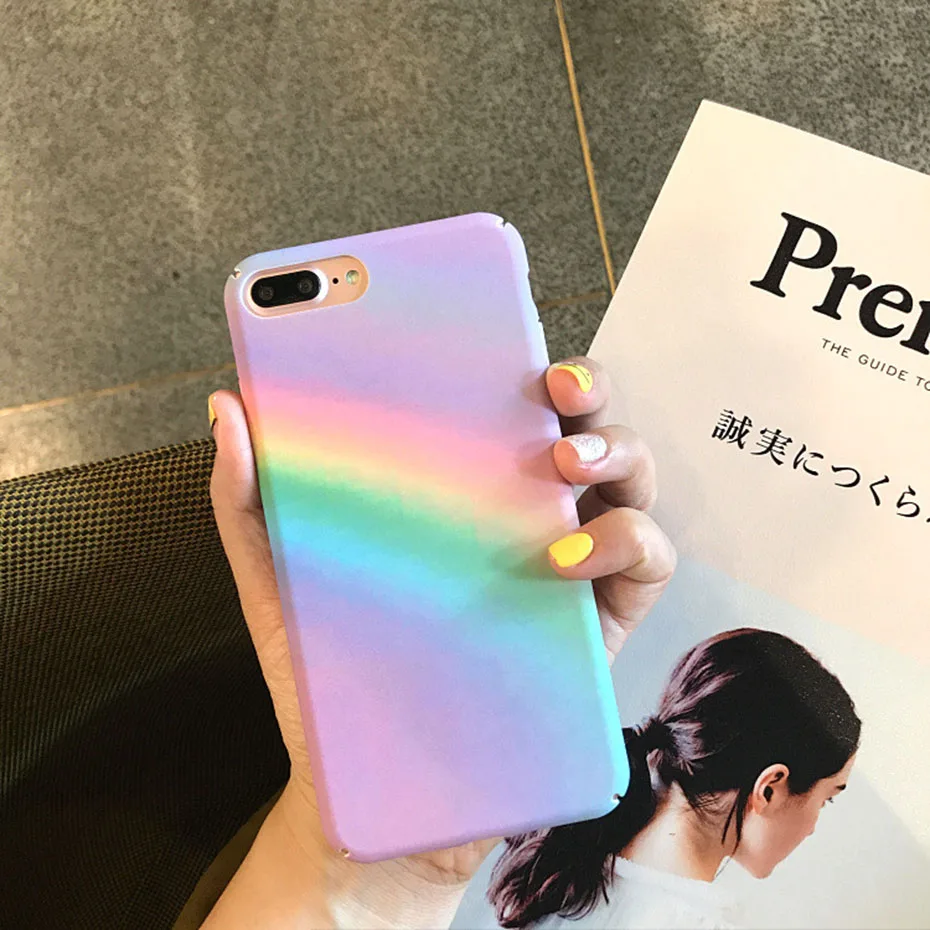 original rainbow Phone Case for iPhone 6 6s 7 8 6Plus 6sPlus 7Plus 8Plus X XR XSMAX Hard PC Frosted touch pink women girl |