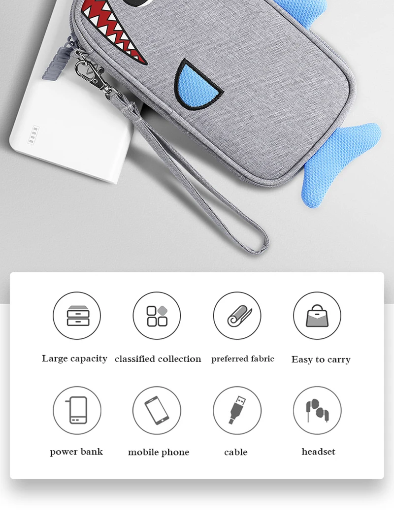 BUBM портативный 20000mAh мультяшный внешний аккумулятор сумка, мульти-банк функциональной способности Зарядное устройство USB кабель сумка для хранения, цифровая сумка для хранения