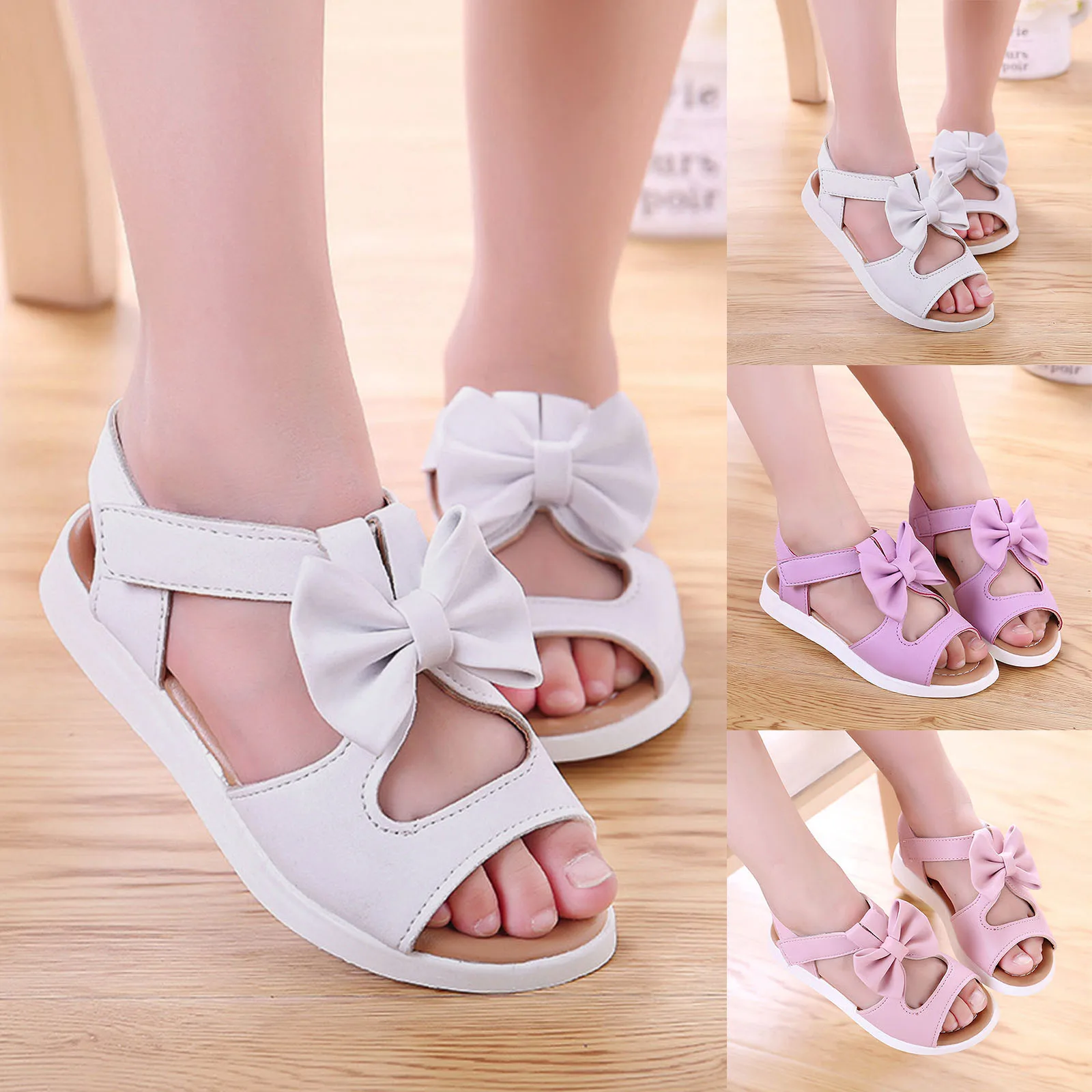

Summer Kids Sandals Fashion Bowknot Girls Summer Kids Shoes Children Magic Hook Beach Sandals Flat Princess Shoes Korean Sandals