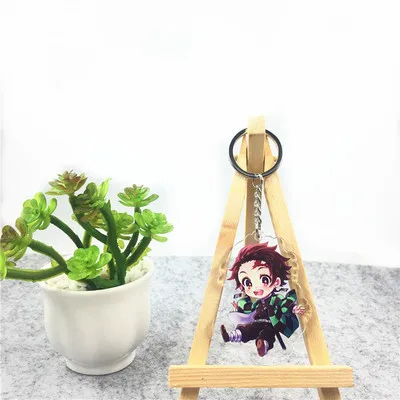 Аниме Demon Slayer Kimetsu no Yaiba брелок Kamado Tanjirou Nezuko Agatsuma Zenitsu Rengoku Kyoujurou cute fun акриловое кольцо для ключей - Цвет: 1-4