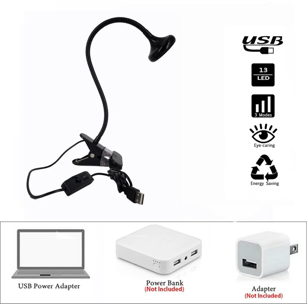 Настольная лампа 3 Вт с регулируемой яркостью 2 уровня затемнения USB светодиодный