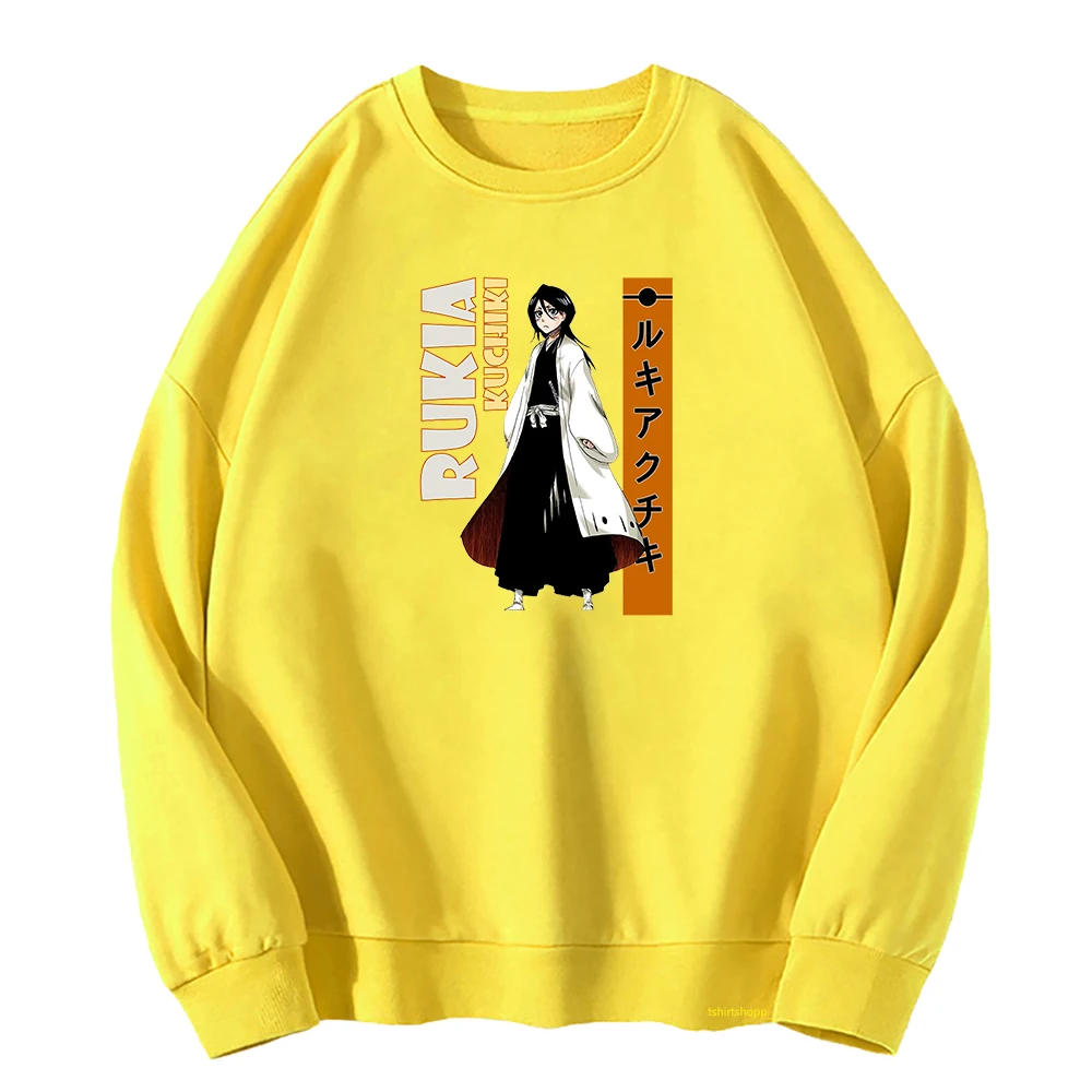 Anime Bleach Hoodie Winter Women Tops Oversized O-Neck Hoodies Cartoon Rukia Kuchiki Funny Loose Fleece Pullover Sweatshirts