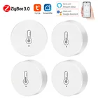 Датчик температуры и влажности ZigBee, дистанционное управление через приложение Tuya Smart Life, работает с ALexa Google Home,