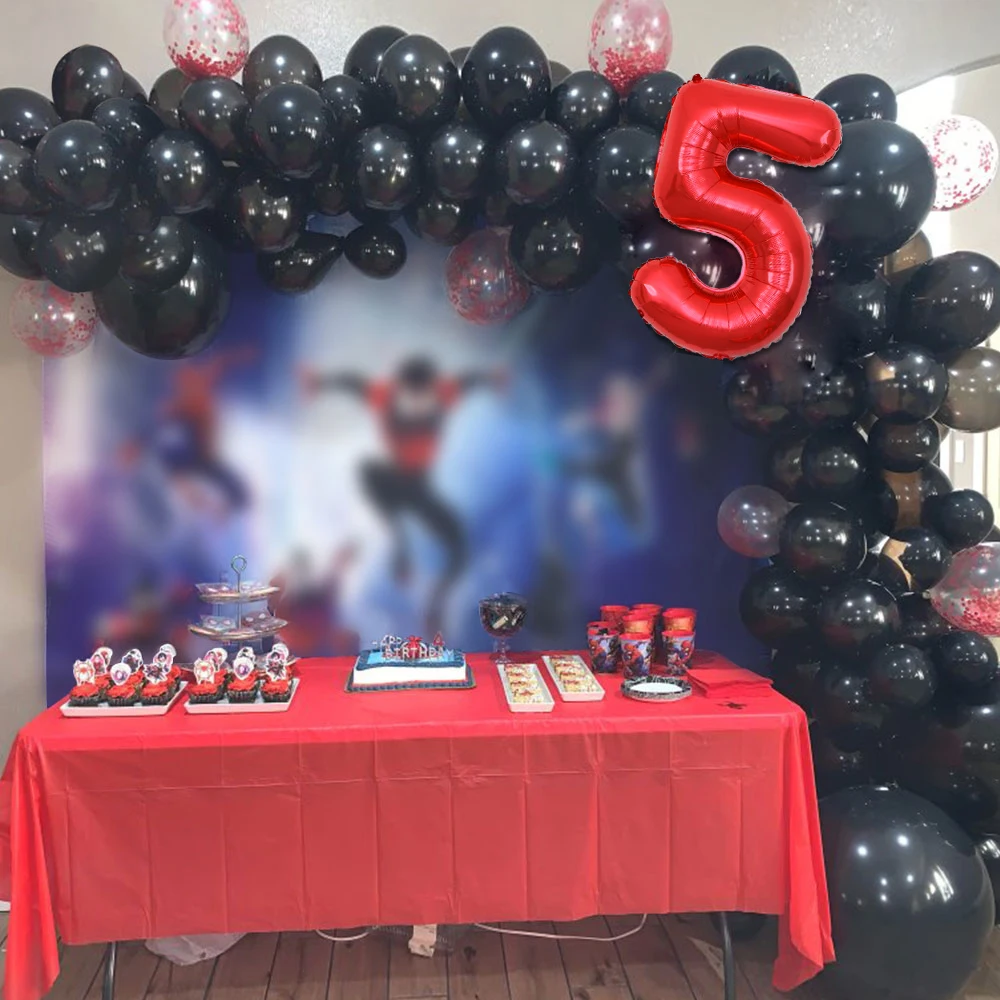 126 шт. черный латексный арочный комплект гирлянда шар красный конфетти герой