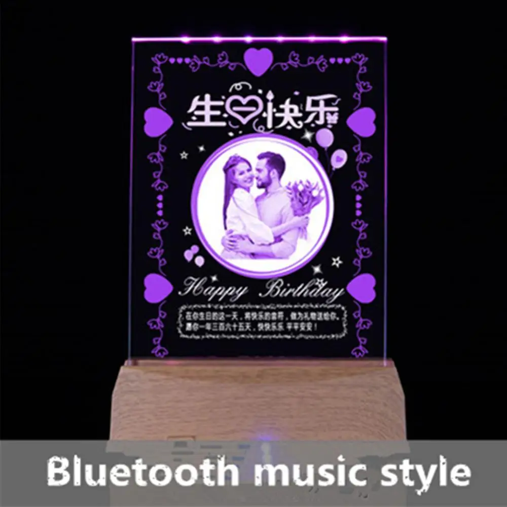 Кристальная внутренняя гравировка практичная фотография Bluetooth светодиодная