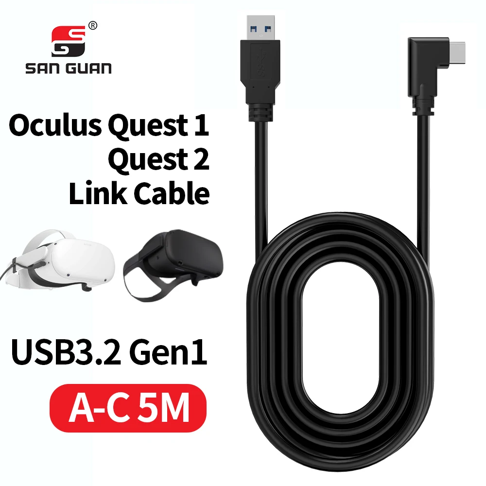 

16FT USB C TO A 5M Cable for Oculus Headset VR PC VR for Quest2 Quest1 Type-C USB3.2 Gen1 Data Transfer Charge Virtual Reality