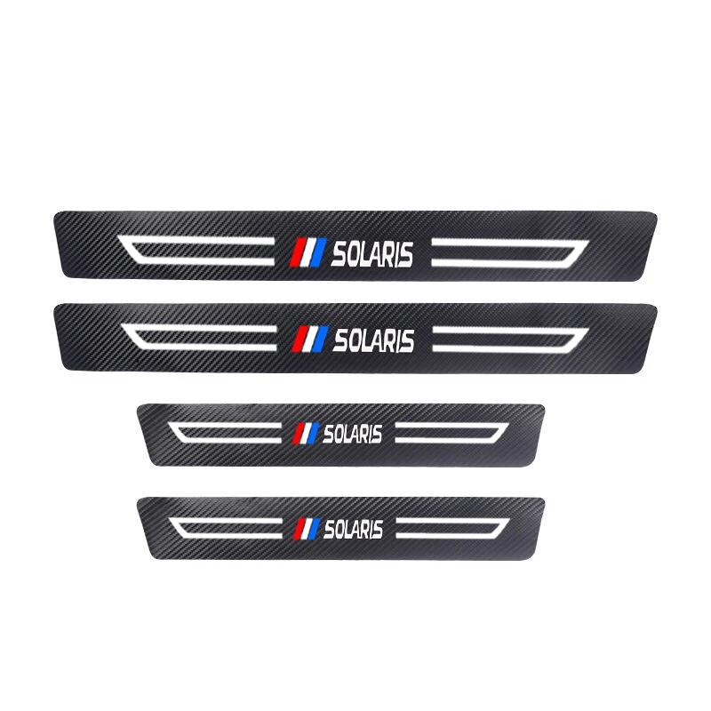 

Hyundai Solaris car threshold strip sticker car decoration protective cover door carbon fiber grain leather threshold strip 4PC