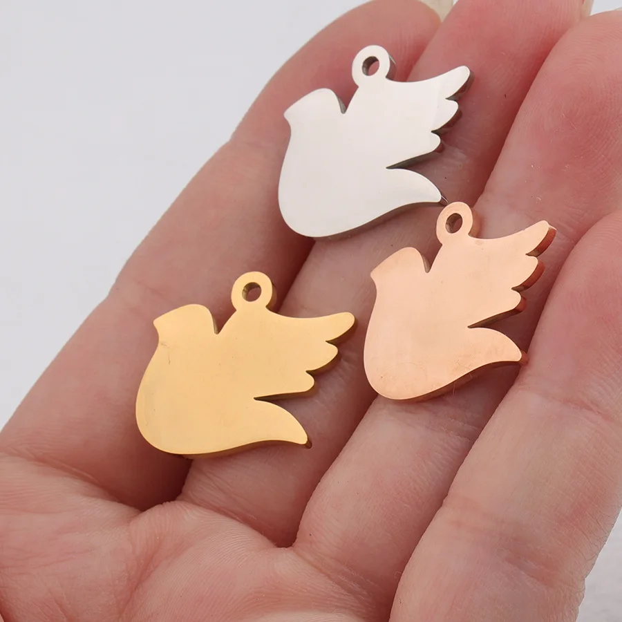 5 шт./лот DIY нержавеющая сталь голубь мира форма кулон Шарм зеркало полированные
