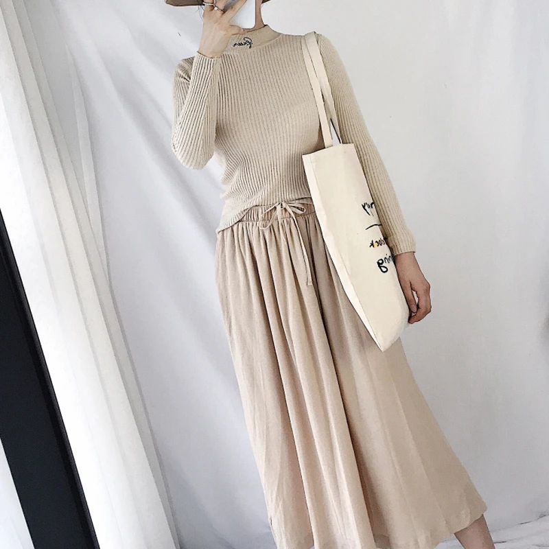 Пуловер женский осенне-зимний вязаный с вышивкой и буквами | Женская одежда