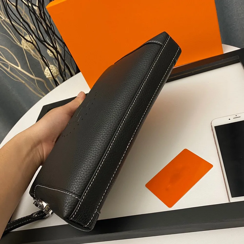 

Premium Genuine Real Leather Clutch Bag for Men Envelope File Bag High-end Luxury Brand Designer Hand Bag Wallet Purse
