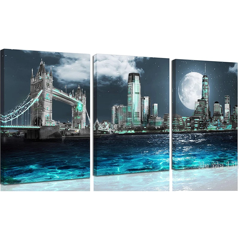 

Teal New York London City Canvas By Ho Me Lili Wall Art For Bedroom Home Decor