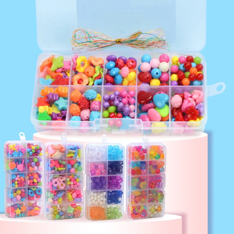 

10 Lattice Storage Box DIY Beaded Cartoon Bracelet Play House Game Children Interactive Gift Toy