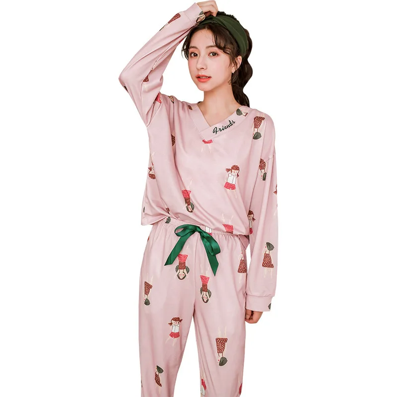 Пижамы женские новые с длинными рукавами тонкие модели весна и осень домашний