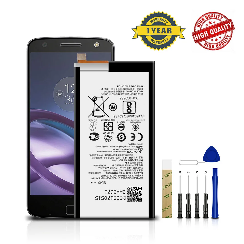 Аккумулятор GL40 для Motorola Moto Z Play XT1635 01 02 SNN5974A|Аккумуляторы мобильных телефонов| |