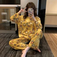 womens silk satin pajamas pyjamas set long sleeve sleepwear pijama pajamas suit female sleep two piece set loungewear plus size