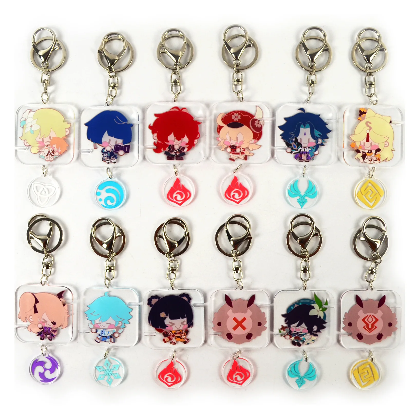 

Anime Keychain Genshin Impact Venti Paimon Player Diluc Klee Man Key Chain For Womens Cute Bag Pendant Key Ring Gift