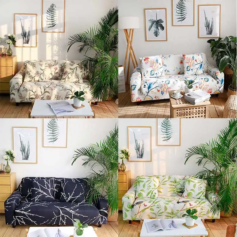 

Elastic Printed Sofa Cover Modern Flower Stretch Sofa Soft Covers Slipcover Skin-friendly Couch Protector Home Hotel Textile