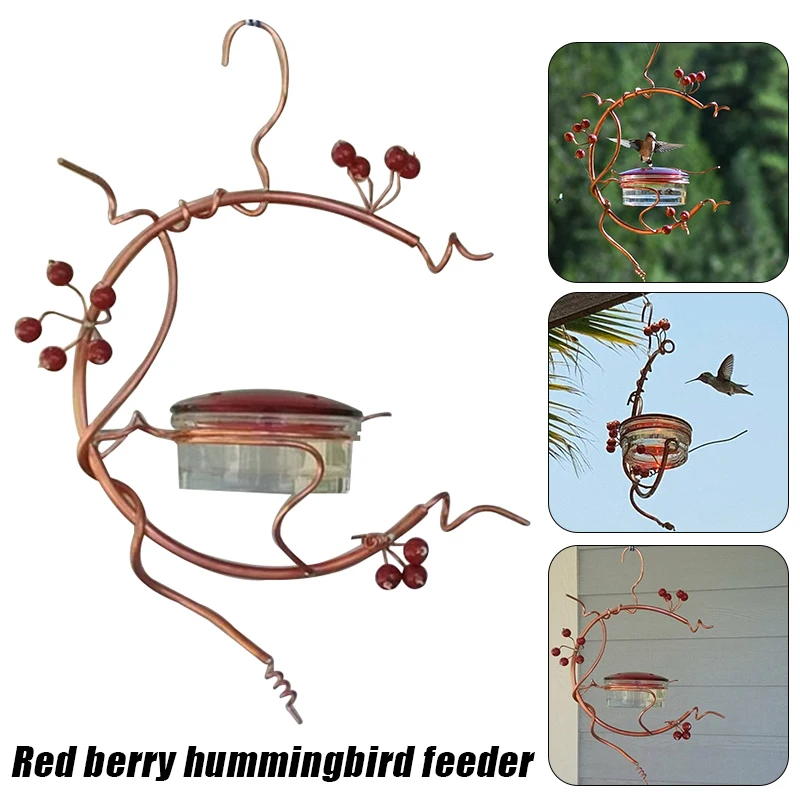 

Red Berries Hummingbird Feeder With Flame Coppervines Red Mini-Blossom Dream House Birds House for Little Birds JA55