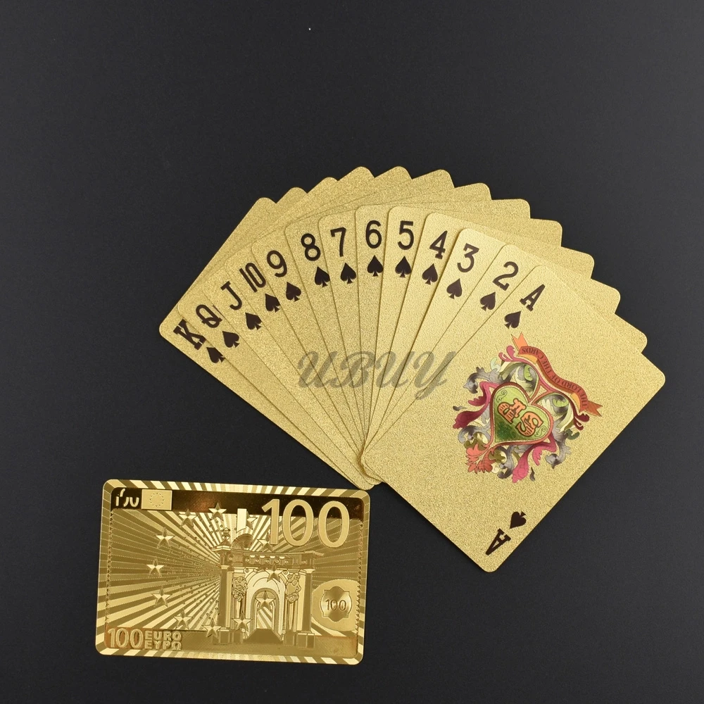 Водостойкие пластиковые карты золотого/серебряного цвета 100 500 евро дизайн
