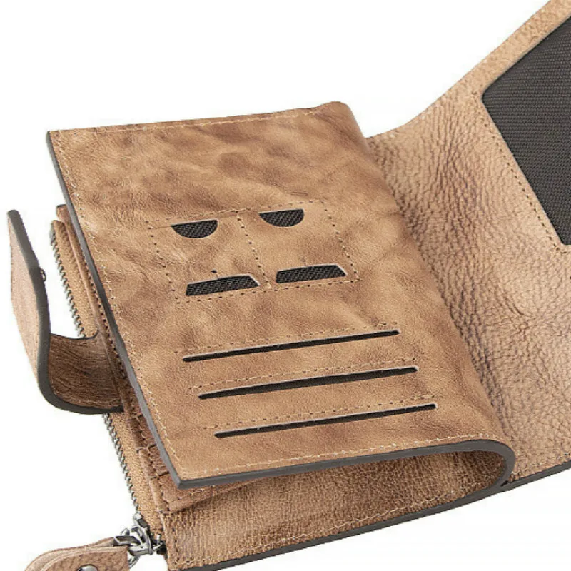 Короткий кошелек GROJITOO из растительного дубления мужской воловьей кожи высокого