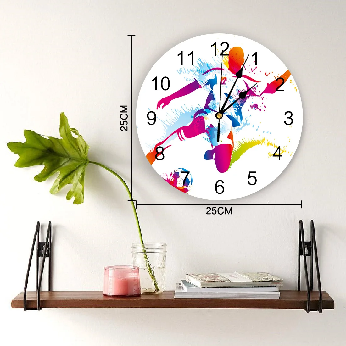 Red Purple Character Football Sport Wall Clocks Non Ticking for Girl Boy Bedroom Bathroom Kitchen Living Room Office Round Clock | Дом и сад
