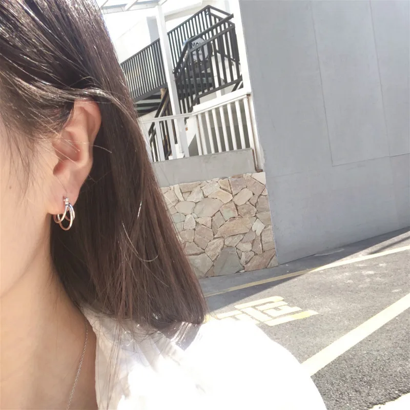 Серьги-кольца Flyleaf Многослойные женские серебро 100% пробы | Украшения и аксессуары