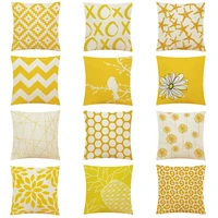 4545cm yellow geometry printed pillow cover sofa bedroom car office cushion cover waist pillow case pillowcase home decoration