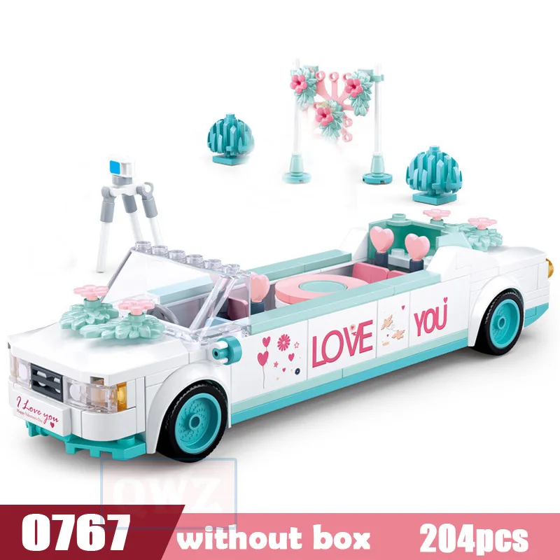 

New City Wedding Party Car Building Blocks Girl Friends Romantic Wedding Dress Model Bricks Princess Prince Toy Children Gift