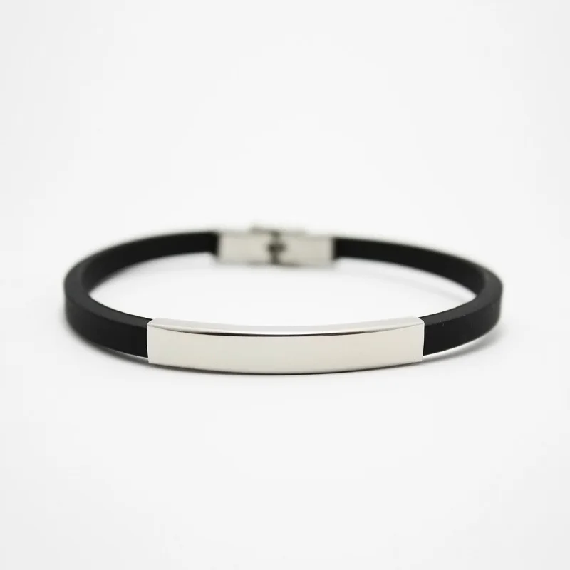 Модные ювелирные изделия силиконовая резина посеребренный бар 215 мм Нержавеющая