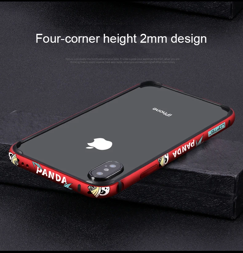Металлический бампер для телефона с милой пандой для iPhone XS X, чехол для телефона s для iPhone XS Max, чехол с мультяшной алюминиевой силиконовой рамкой, чехол