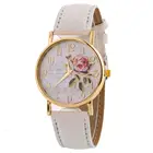 Женские кварцевые часы с круглым циферблатом, ремешком из искусственной кожи и арабскими цифрами, 2020