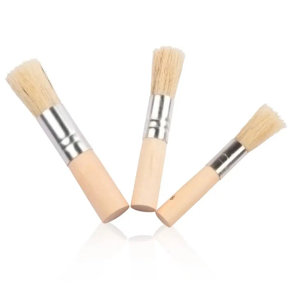 Деревянная кисть для трафаретов (3 шт.) рисования натуральной щетиной нанесения
