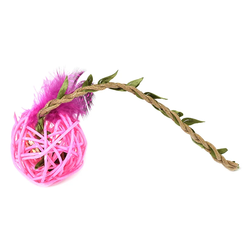 1PC Rattan Cat Interactive Toy With Bell Pet Chew Puppy Teething Sound Anti-Biting Kitten Ball Supplies | Дом и сад