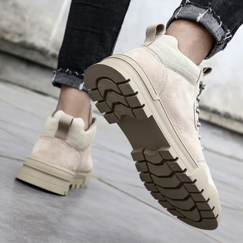 Мужские зимние ботинки теплая плюшевая мужская зимняя обувь на шнуровке уличная