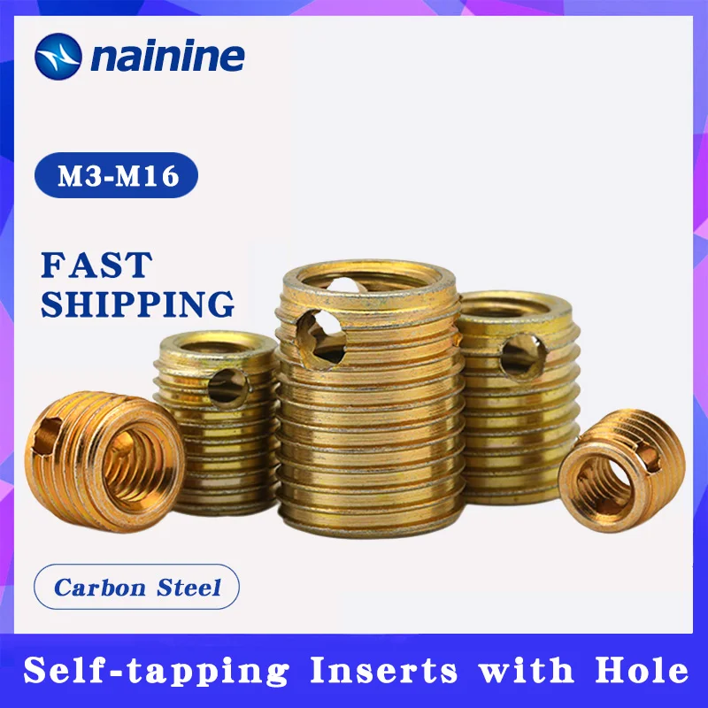 

5/10Pcs M3-M16 307/308 Self-tapping Inserts with Hole Thread Insert Carbon Steel Thread Repair Tools HW330